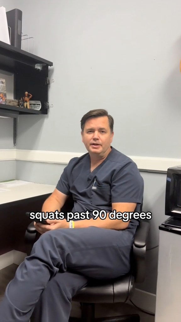 Dr. Scott Brotherton (pictured here) warns against it "squats past 90 degrees."